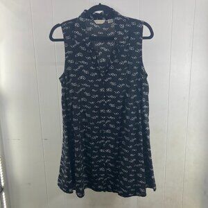 11 1 TYLHO black & white sunglasses sleeveless button front top size M